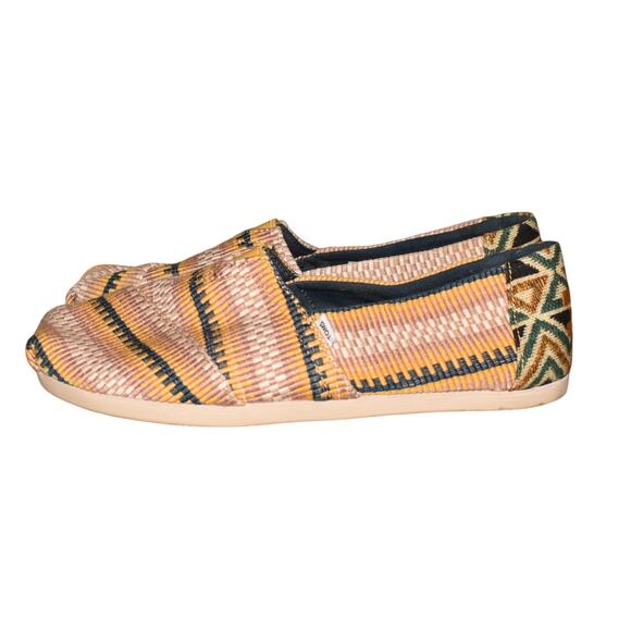 TOMS $60 Cloudbound Alpargata Loafer Flat Mango Striped Global Woven Size 7 - Picture 3 of 7